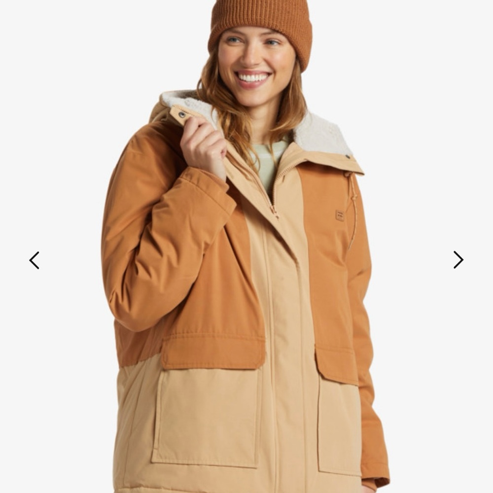 Billabong Down Coat Parka New Road To Laguna Women’s Medium Sand / Brown $175